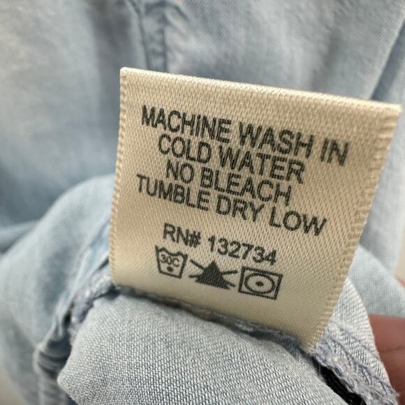 Cloth & Stone Denim Tank Top WMNS XS Blue Faded Colorblock Sleeveless Scoop Neck - Picture 7 of 7